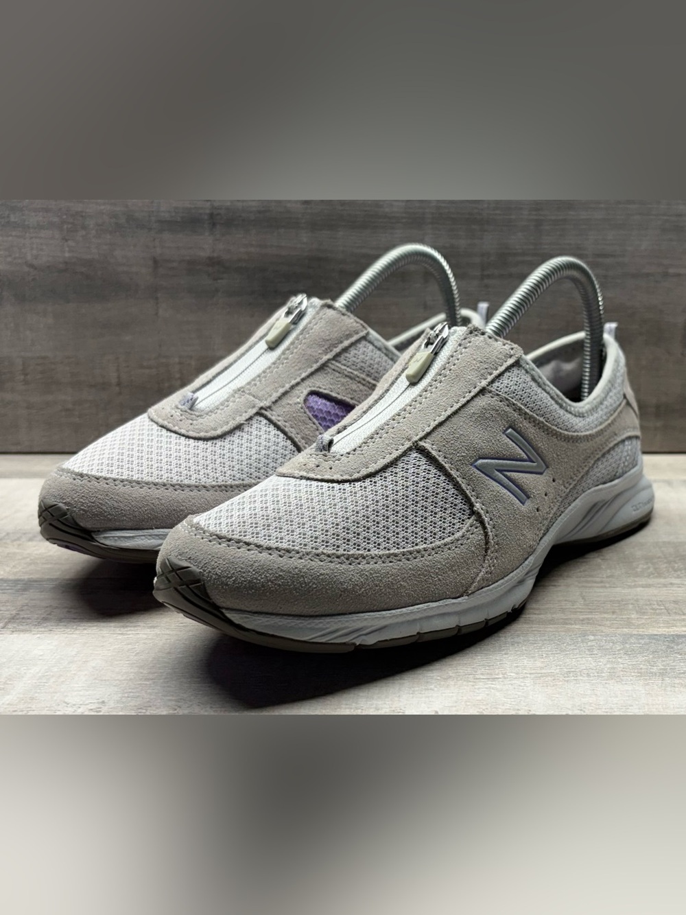 New Balance WW585GP Women’s 7.5 B Gray Purple Zip Walking Shoes Sneakers